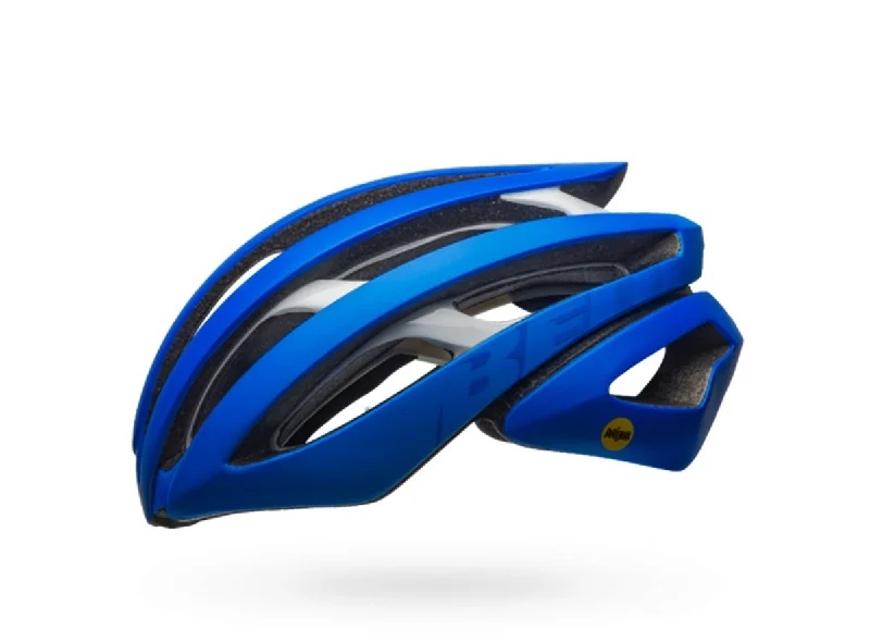 Reflective cycling leg bands-Bell Z20 MIPS Road Helmet - Matt Blue-White