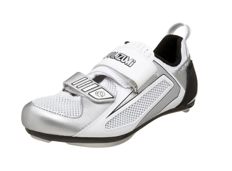 Padded bike shin protectors-Pearl Izumi TRI Fly III Triathlon Shoe - Womens - White-Silver