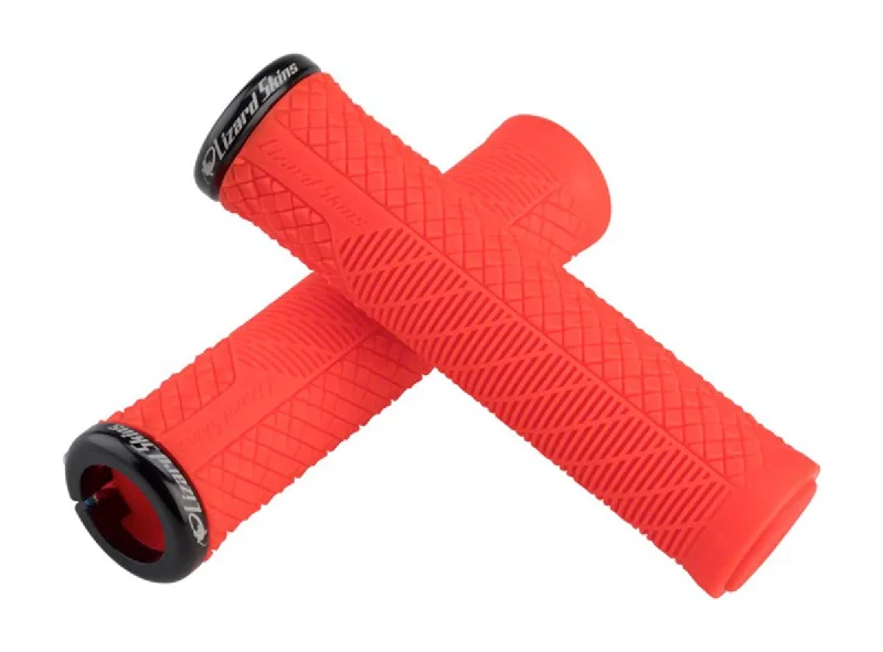 Thermal bike handlebar mitts-Lizard Skins Charger Evo Single-Sided Lock-On Grips - Fire Red