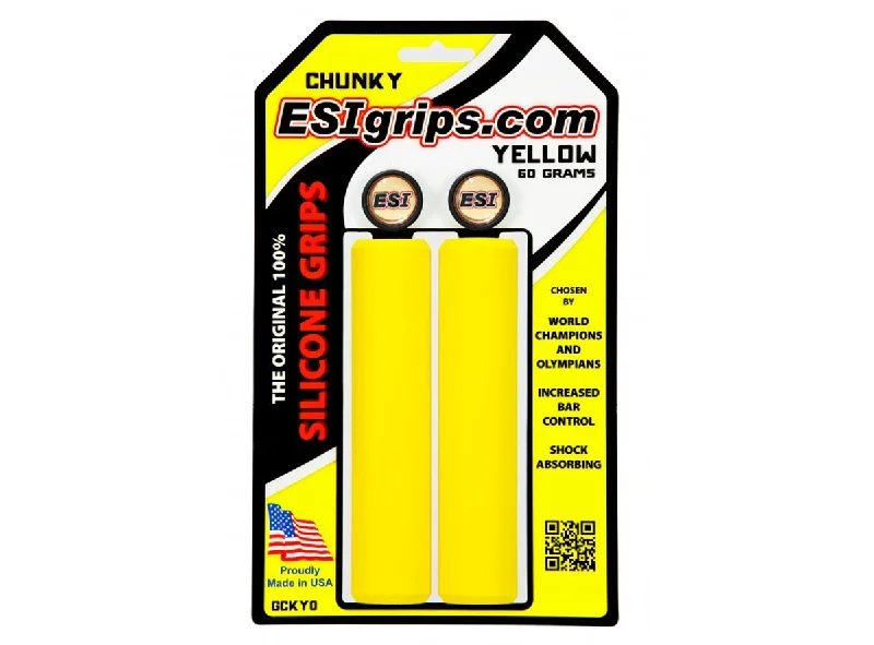 Padded cycling hip pads-ESI Chunky Silicon MTB Grips - Yellow