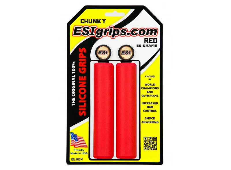 Quick-dry bike headband-ESI Chunky Silicon MTB Grips - Red