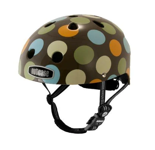 Windproof cycling knee pads-Nutcase Little Nutty Modern Dots Kids Helmet - Brown