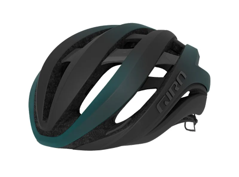 Reflective cycling leg straps-Giro Aether MIPS Road Helmet - Matt True Spruce-Black Fade - 2020