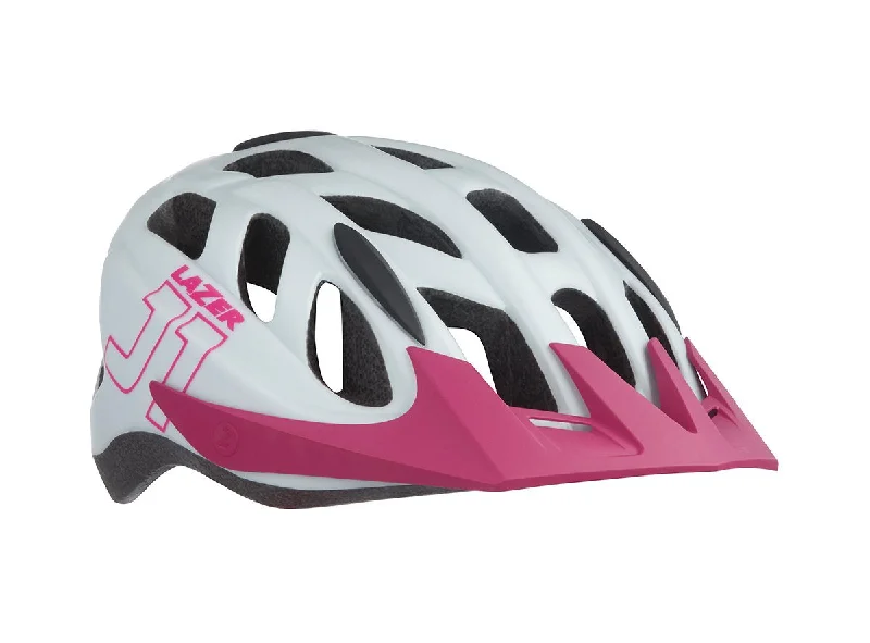 Reflective MTB helmet visor-Lazer J1 MTB Helmet - Youth - White-Pink