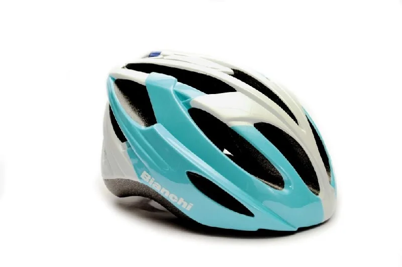 Padded bike knee braces-Bianchi Neon Road Helmet by Lazer - White-Celeste