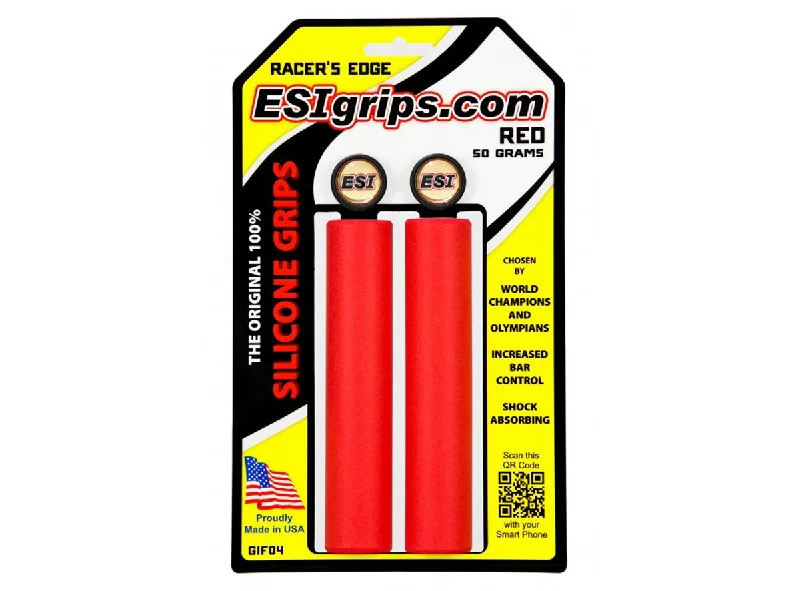 Lightweight cycling leg straps-ESI Racers Edge Silicon MTB Grips - Red