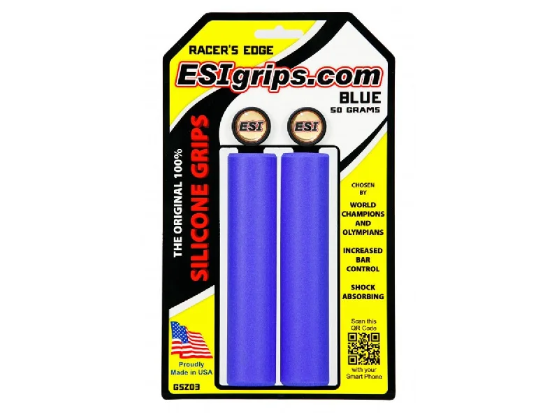 Durable cycling headscarf-ESI Racers Edge Silicon MTB Grips - Blue