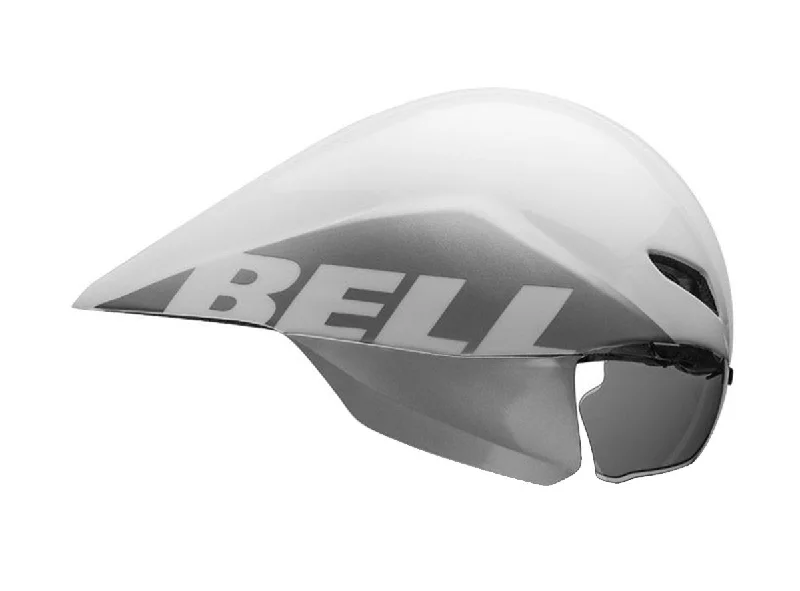 Waterproof bike leg straps-Bell Javelin Time Trial Helmet - White-Silver