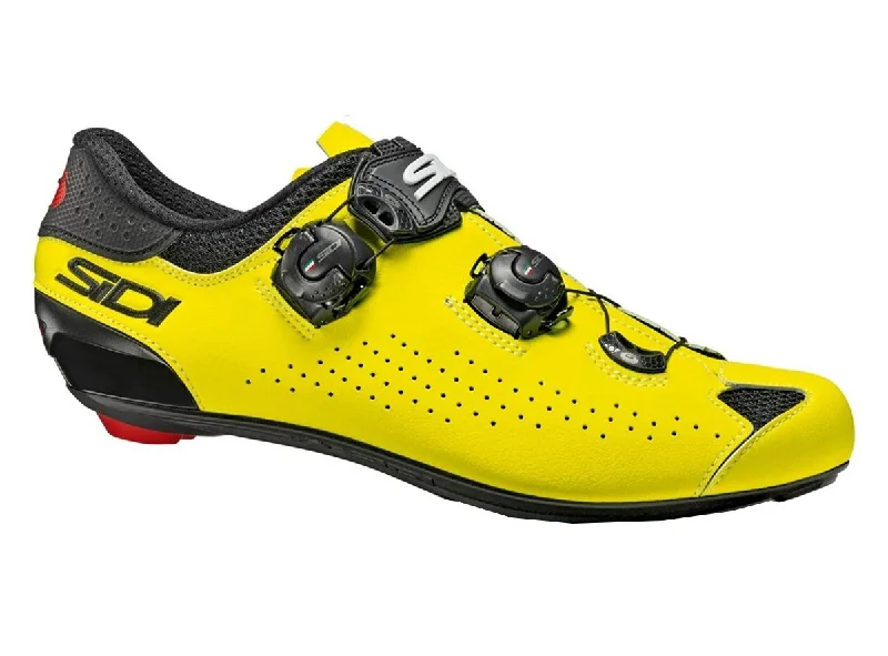 Padded bike shoulder guards-Sidi Genius 10 Road Shoe - Black-Yellow Fluo